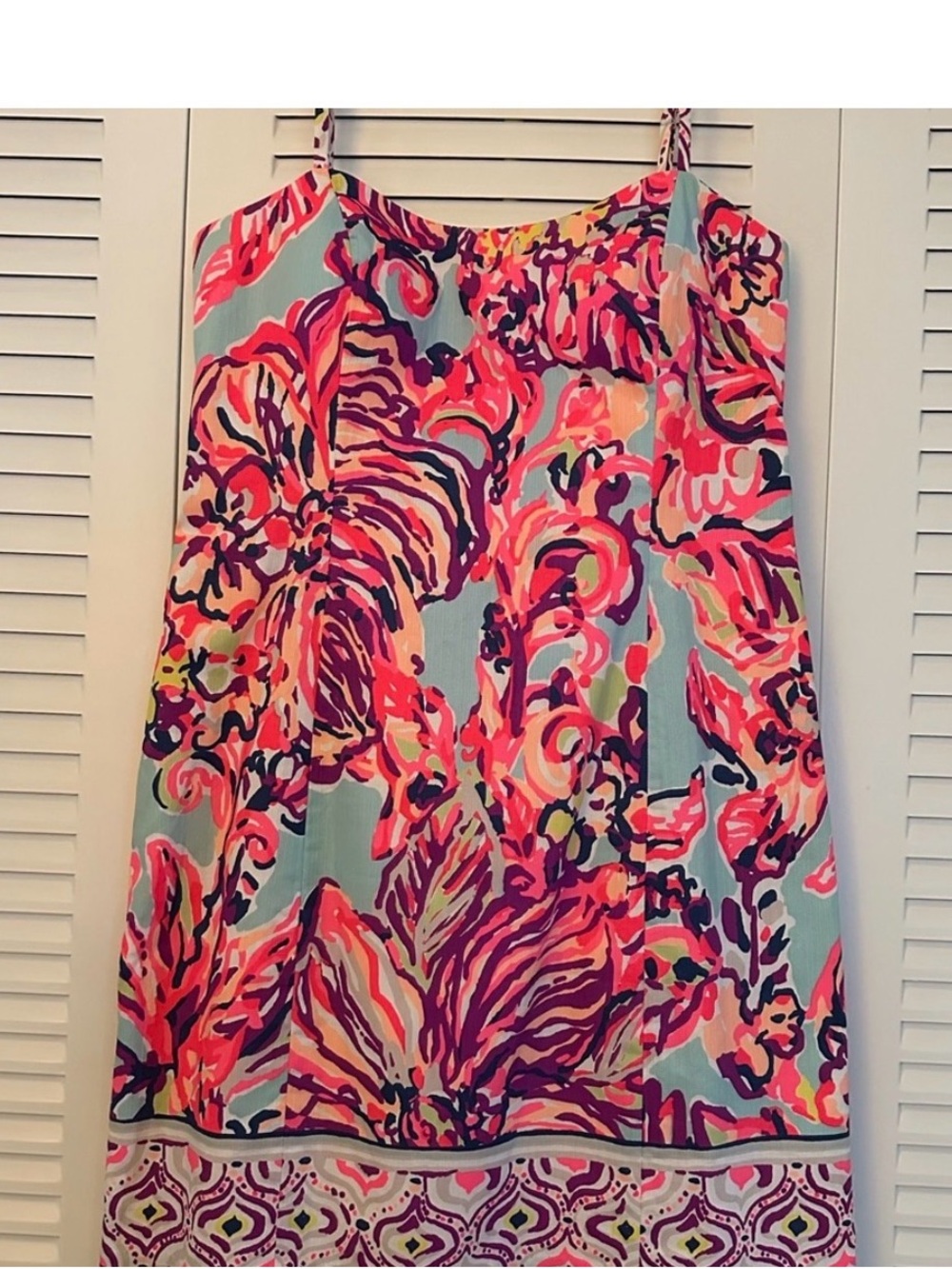 Lilly Pulitzer Aqua Pink Multi Floral A-Line Dress